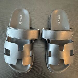 Hermès Black Slide Sandals
